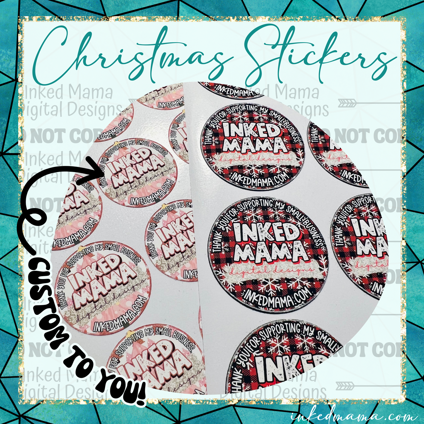 'Your Name' | Small Business Christmas Holiday Stickers | Packaging Vinyl Stickers