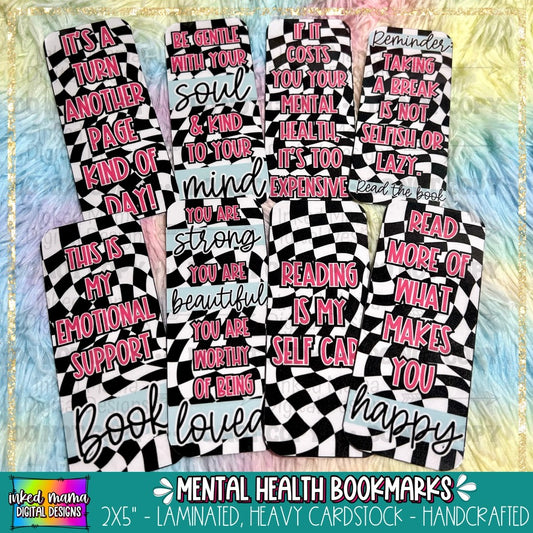 Mental Health Bookmarks | Checkered Board | Laminated Heavy Cardstock