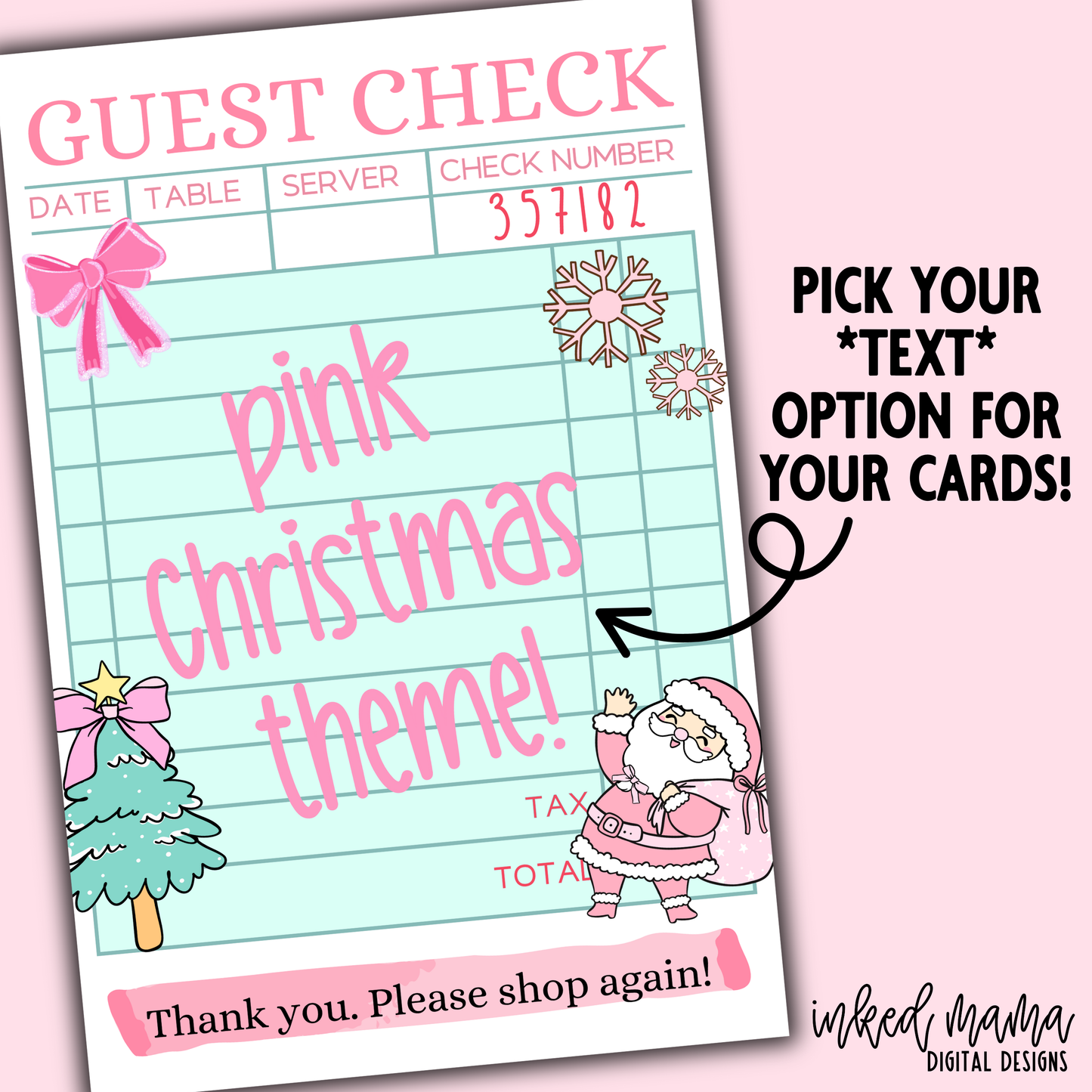 Holiday Guest Check Thank You Cards + Stickers