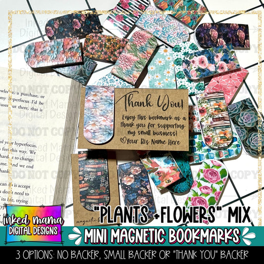 Plants + Flowers MIx | Mini Magnetic Bookmarks | Small Business Packaging Fillers