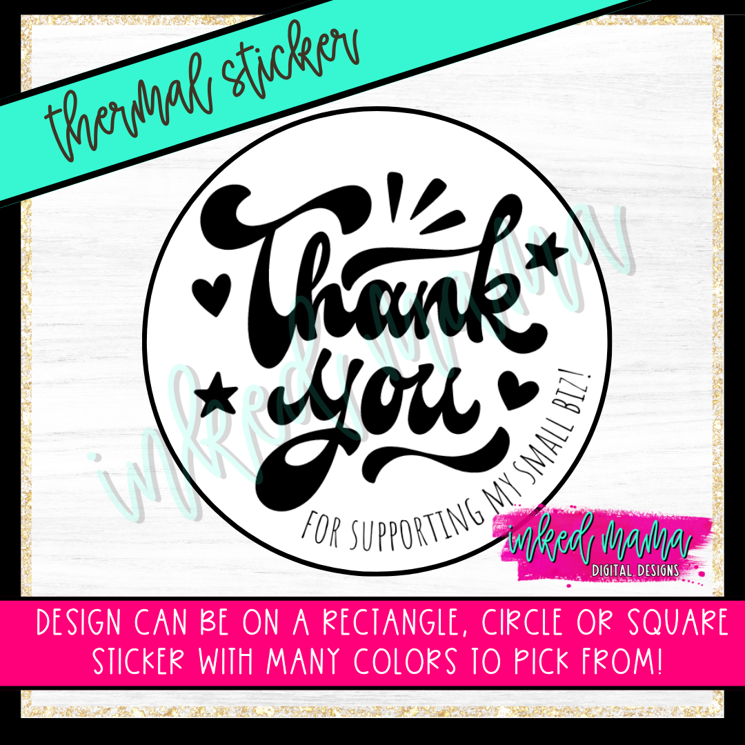 Thank You - Stars & Hearts | Small Business Thermal Packaging Stickers