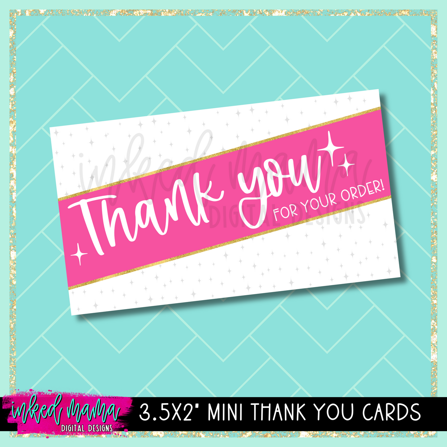 3.5x2” Cutesy Stars Mini Thank You Cards | ONE SIDED | Small Business Packaging Fillers