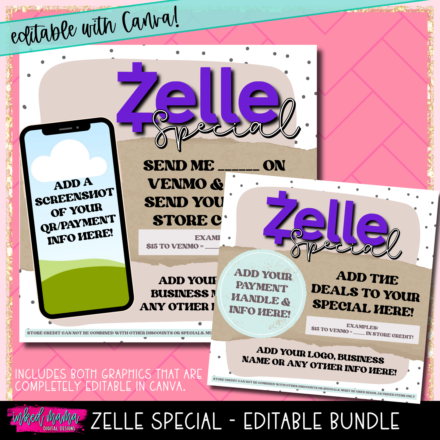 Zelle Special Editable Graphic Bundle