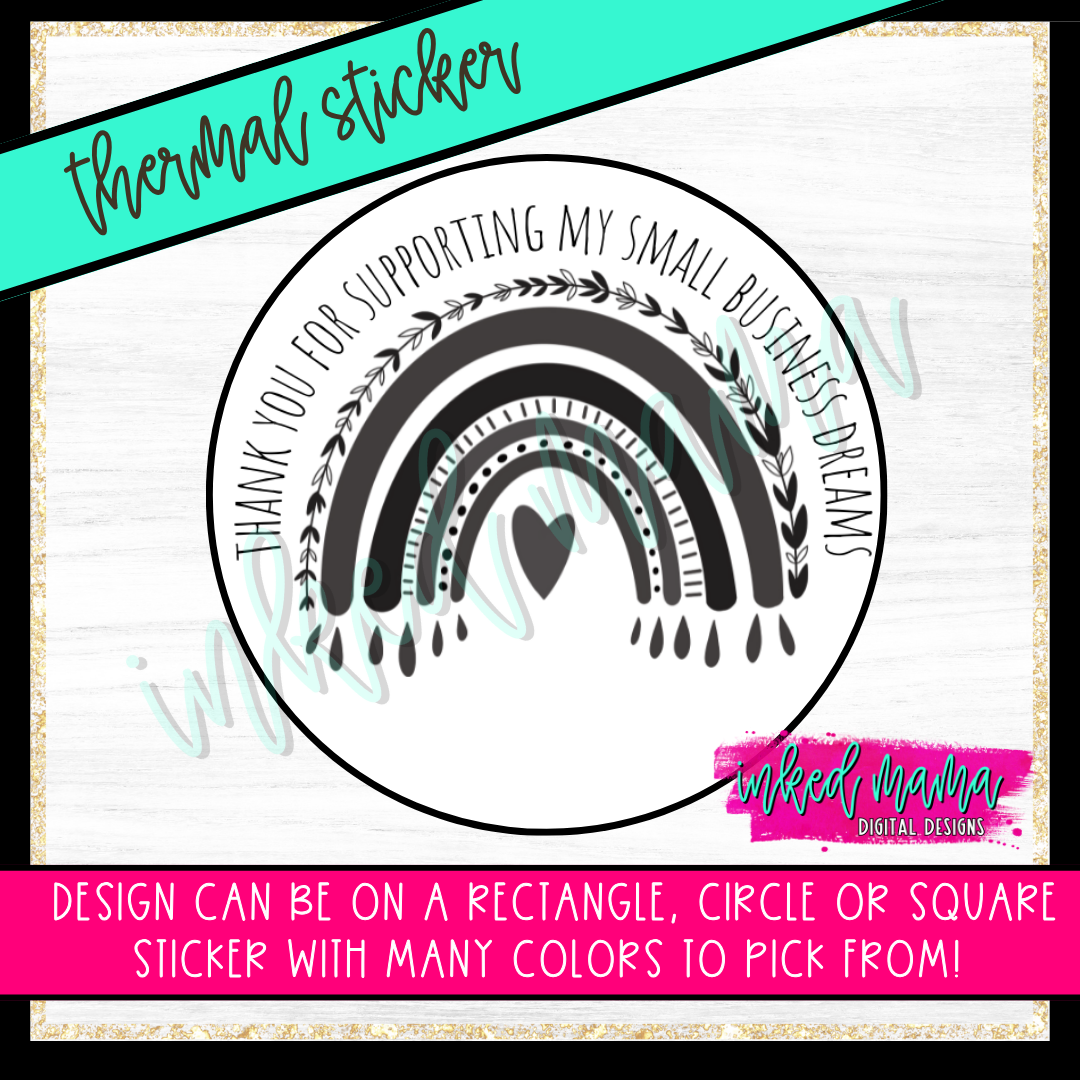 Thank You - Rainbow | Small Business Thermal Packaging Stickers