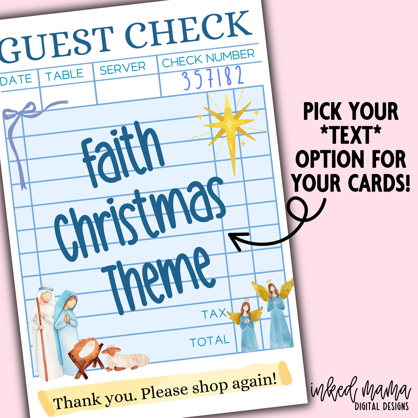 Holiday Guest Check Thank You Cards + Stickers