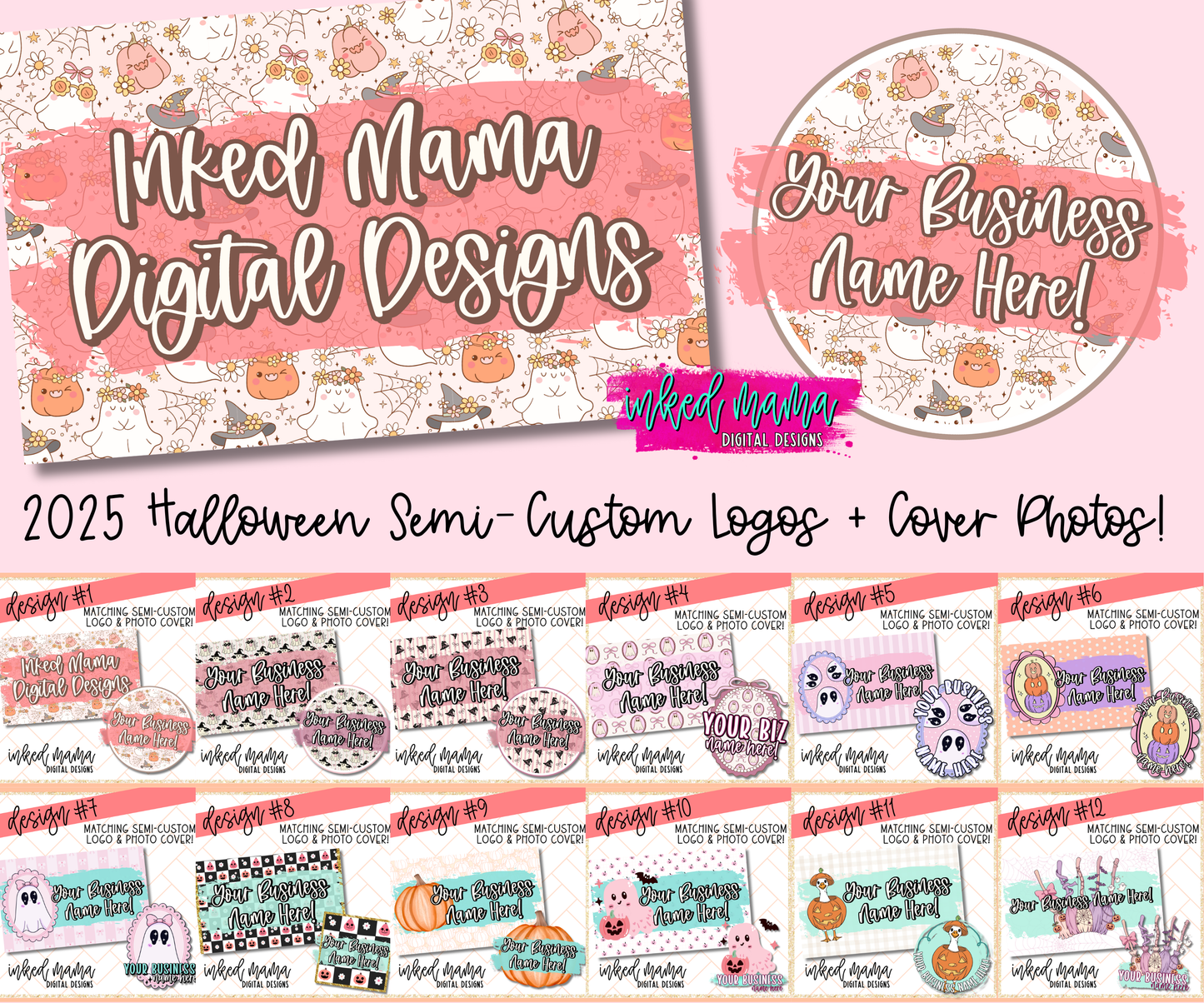 2025 Halloween Semi- Custom Logos | Small Business Digital Branding