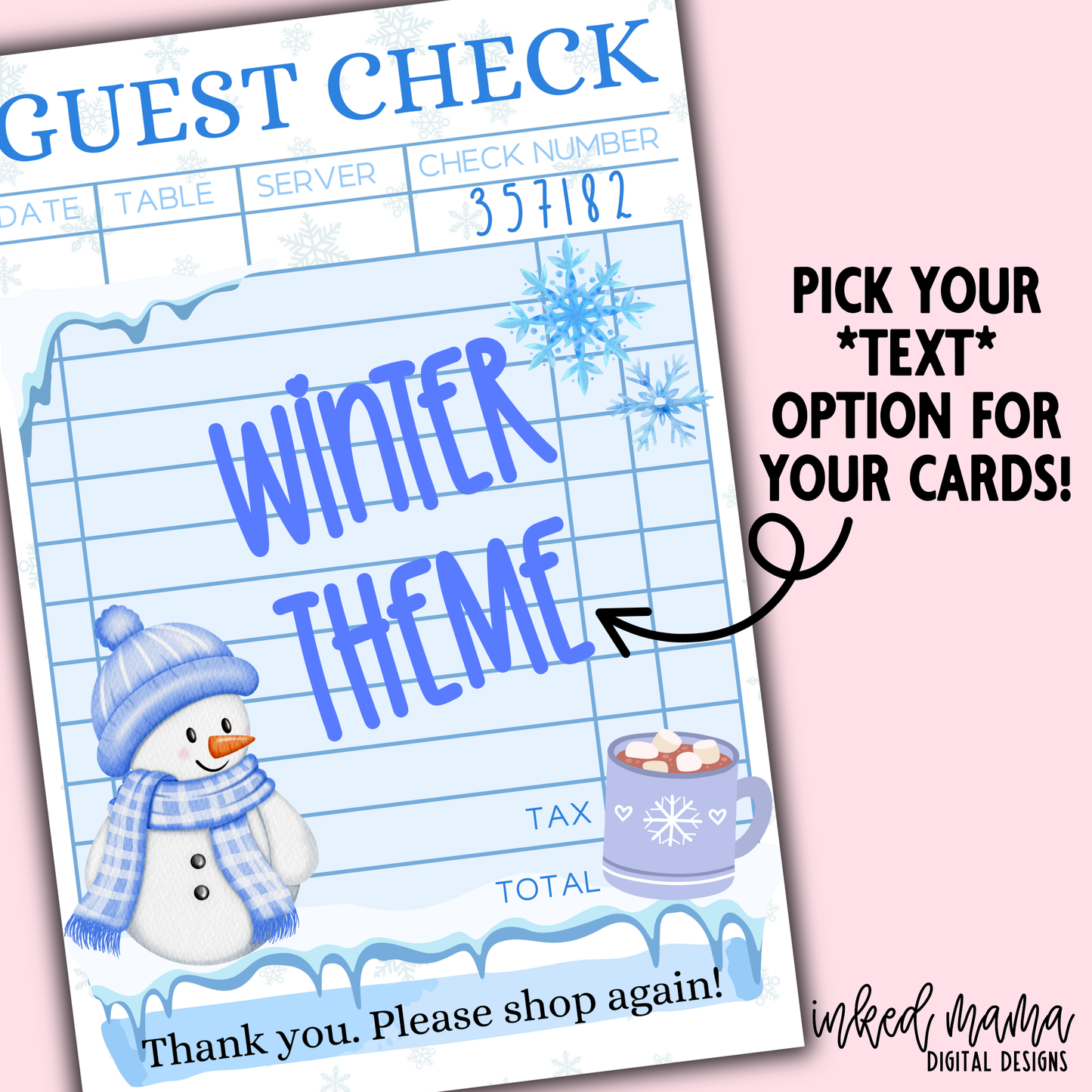 Holiday Guest Check Thank You Cards + Stickers