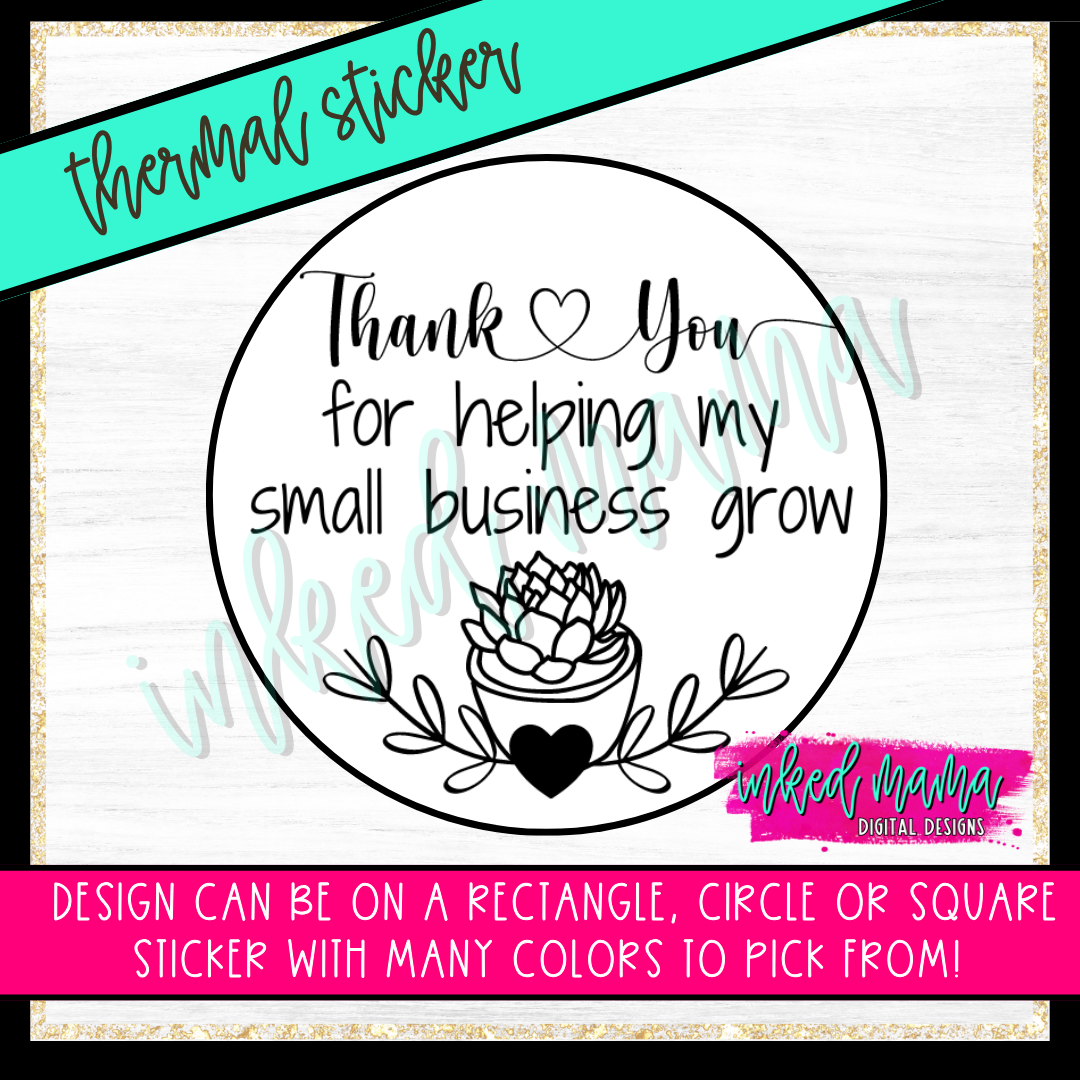Thank You - Succulent | Small Business Thermal Packaging Stickers
