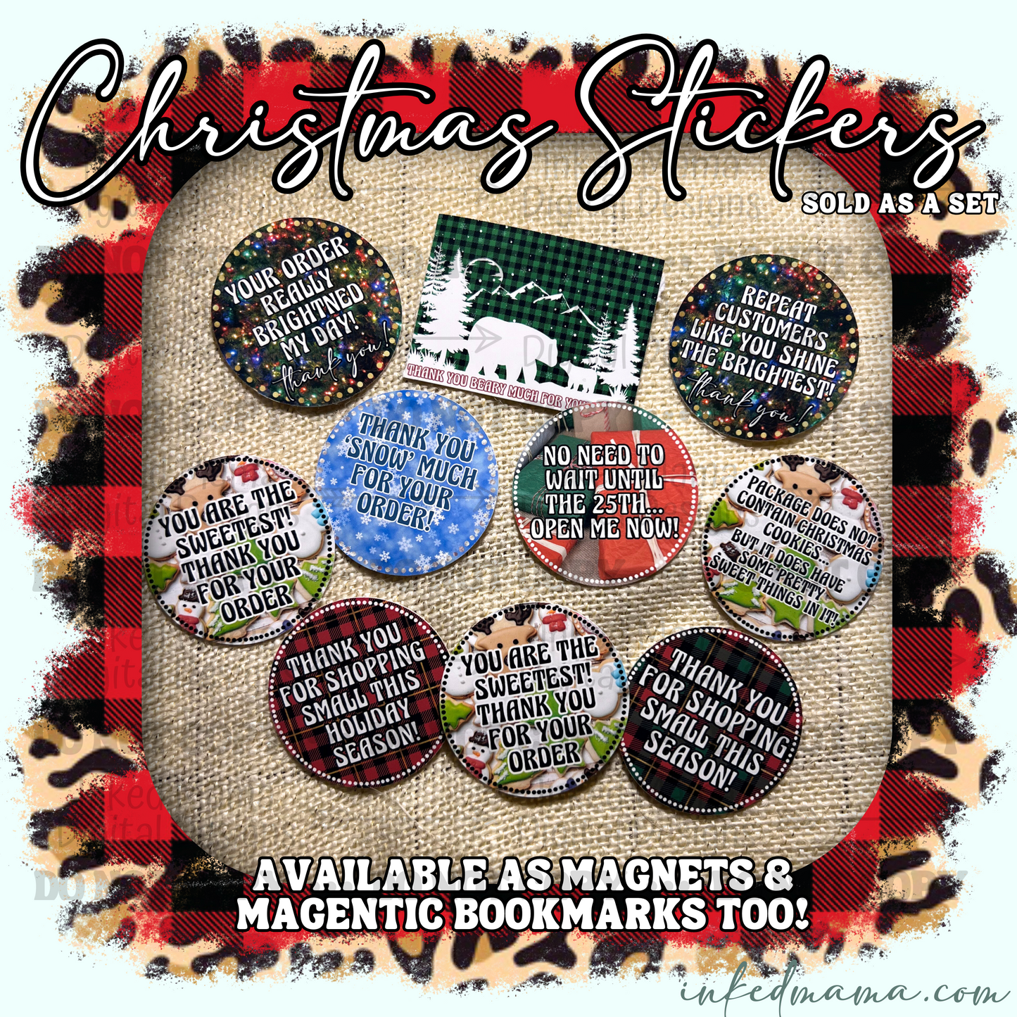 Christmas Thank You Packaging & Fillers Stickers | Set of 25