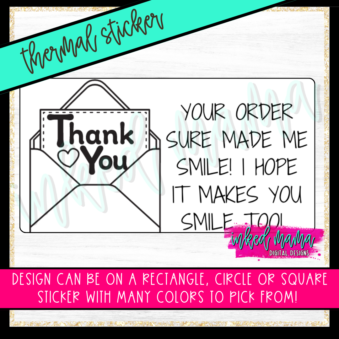 Thank You - Smile | Small Business Thermal Packaging Stickers