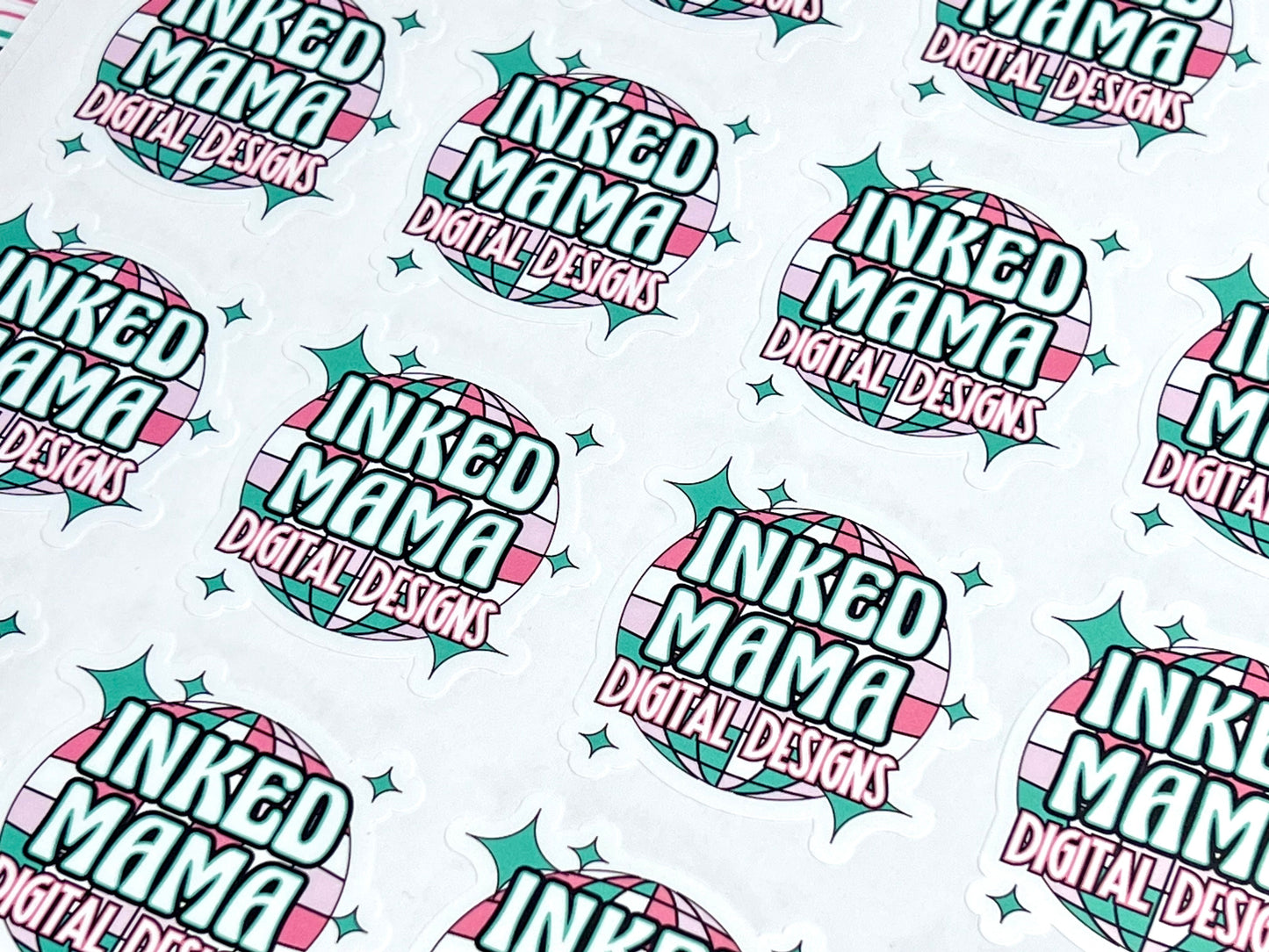 Disco Ball Logo Small Business Bundle | Full Color Printed Vinyl Stickers | Thank You Cards