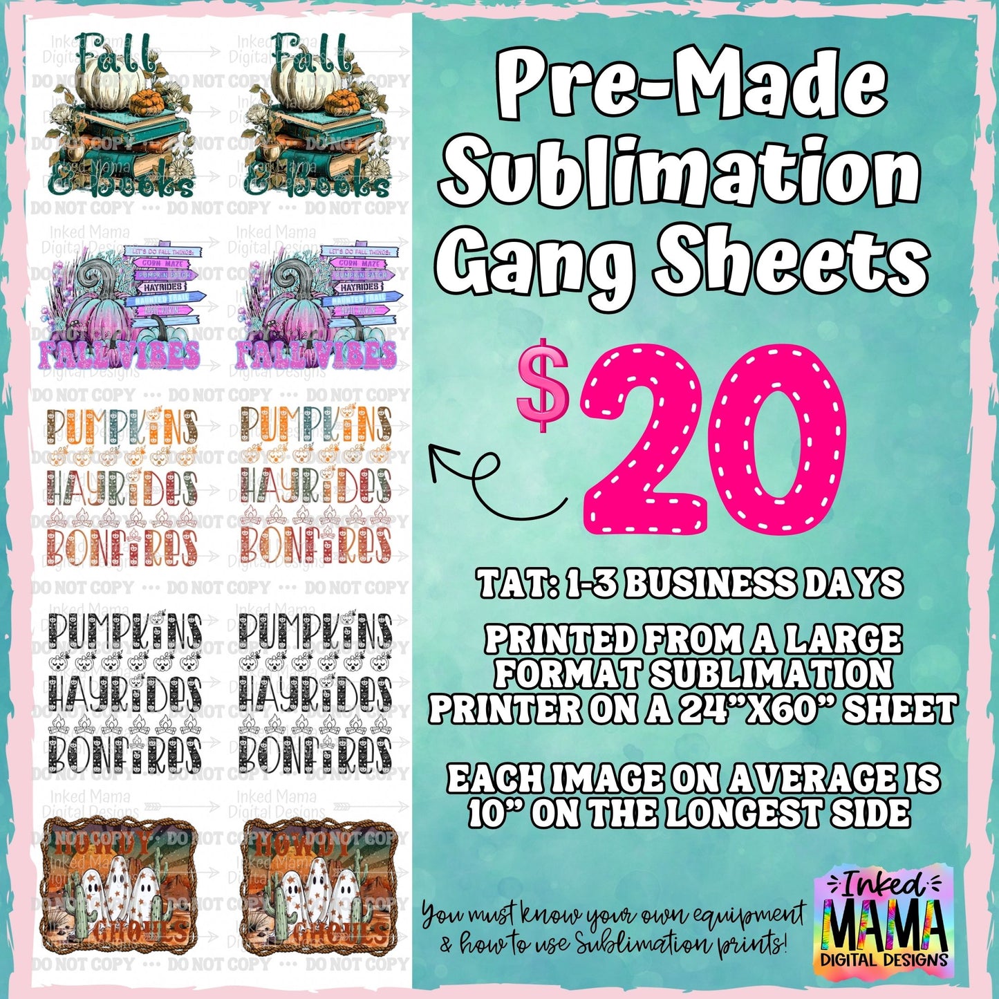 Halloween Bundle #1 Pre-Made Sublimation Gang Sheet