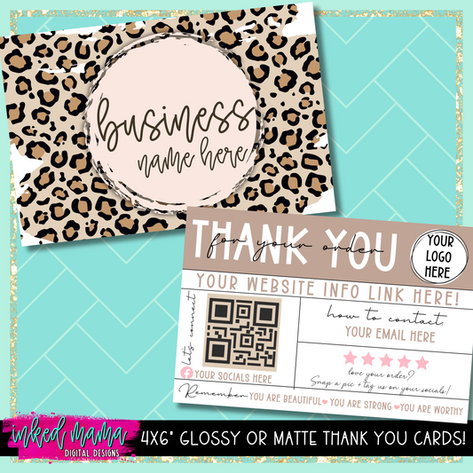 4x6" Leopard Print Thank You Cards | Small Business Packaging Fillers