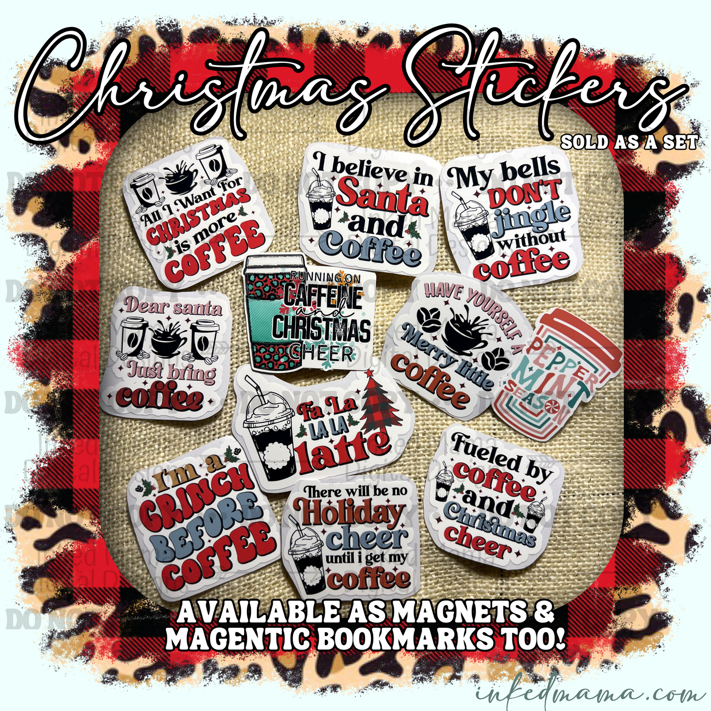 Christmas Coffee Packaging and Fillers Stickers | Set of 25