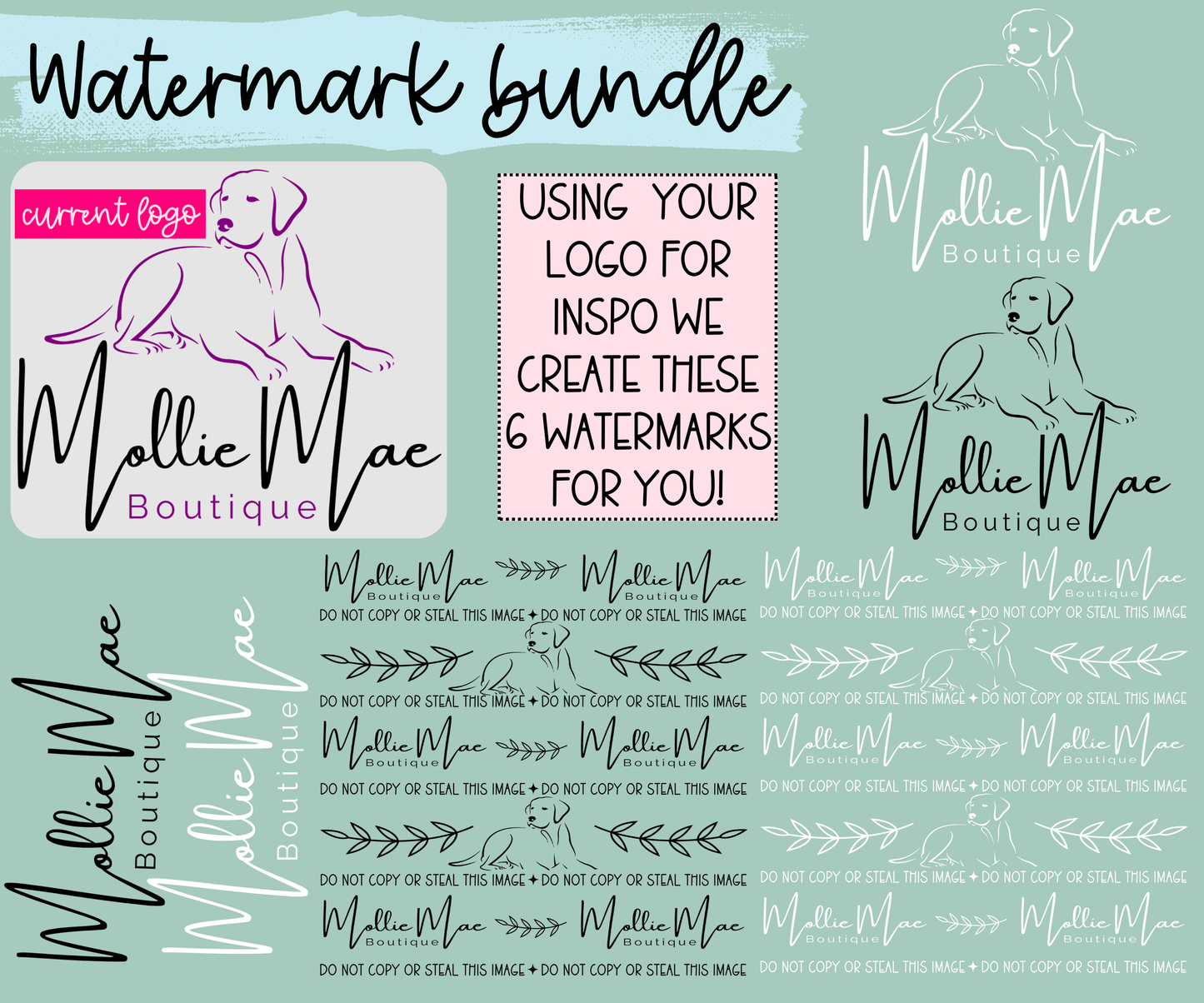Watermark Logo Bundle | Custom Small Business Digital Branding