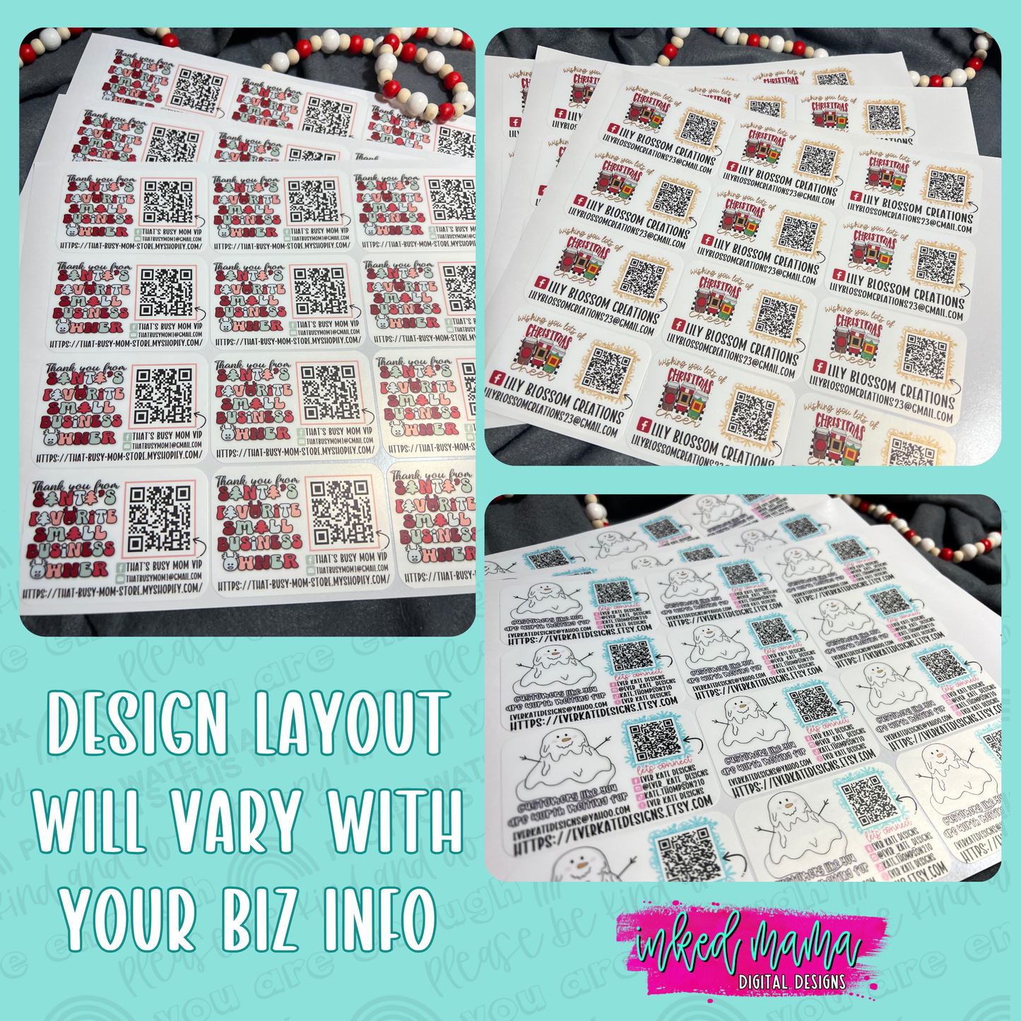 Holiday 3x2" QR Sticker Sheets | Small Business Branding