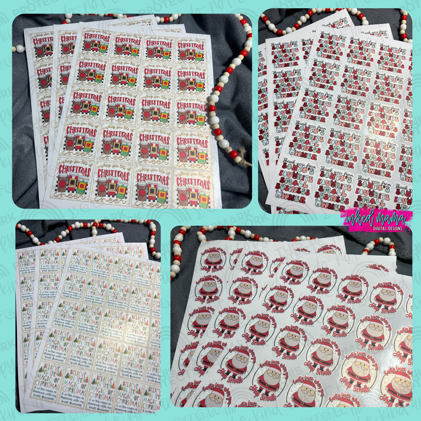 Holiday Design Theme Sticker Sheets | Small Business Branding