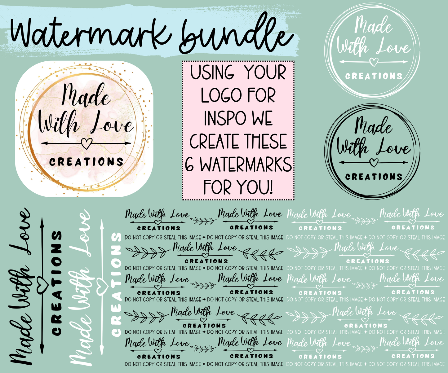 Watermark Logo Bundle | Custom Small Business Digital Branding