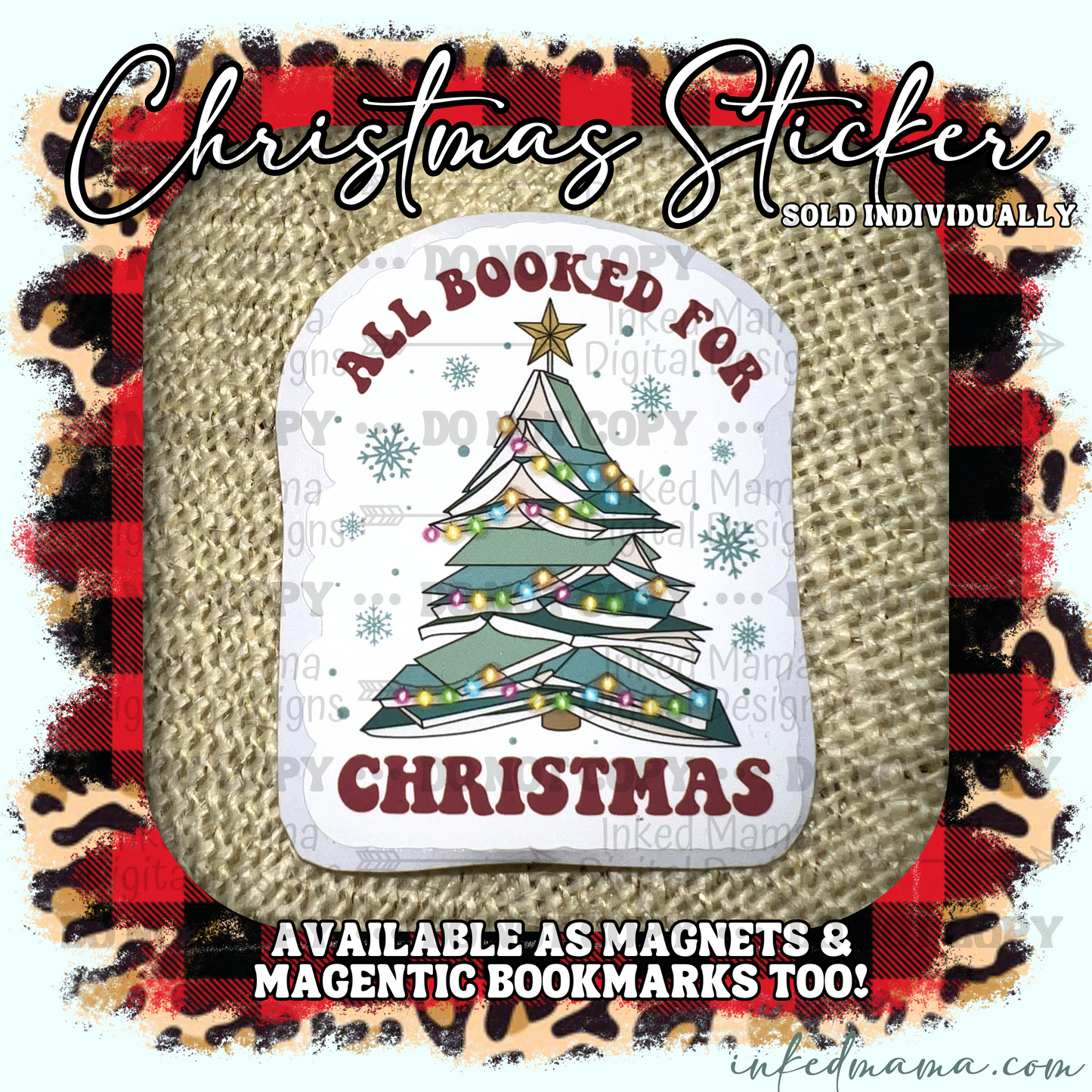 All Booked for Christmas - Vinyl Sticker | Magnet | Magnetic Bookmark