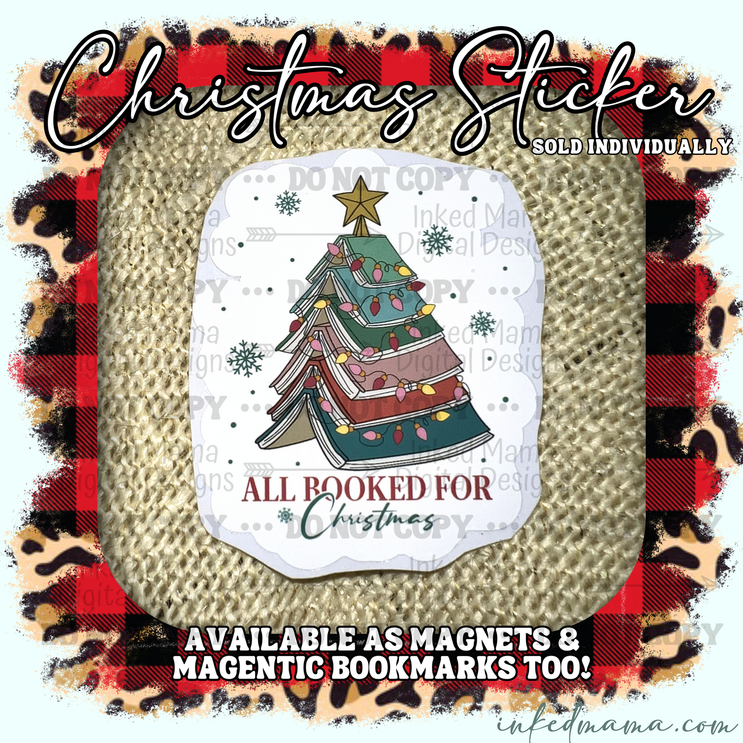 All Booked for Christmas - Script lettering - Vinyl Sticker | Magnet | Magnetic Bookmark
