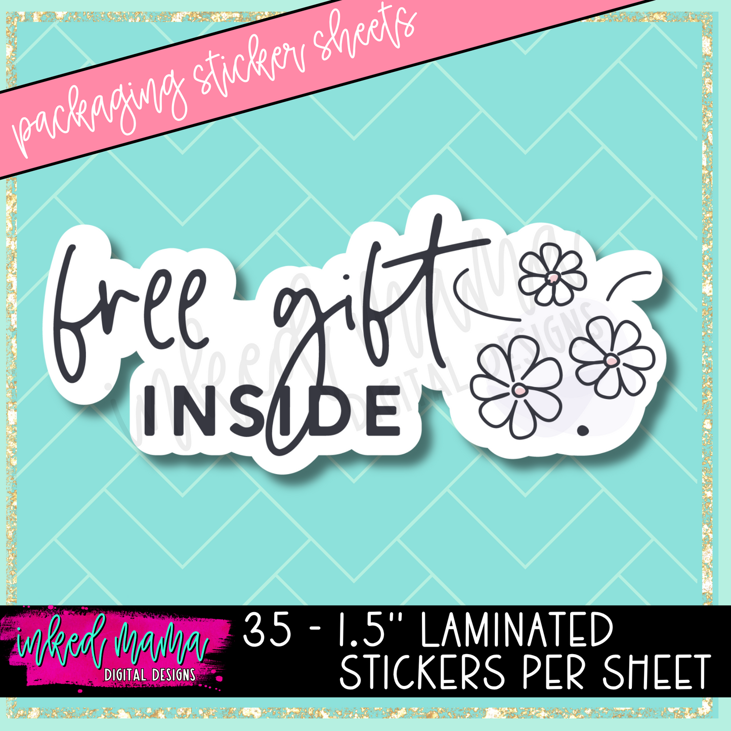 Black + White Florals | Small Business Packaging Vinyl Stickers