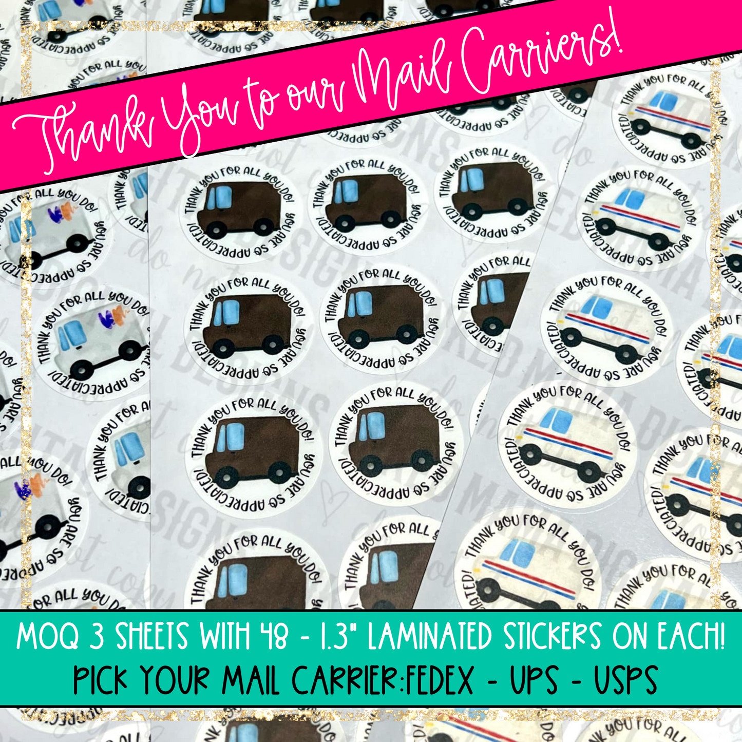 Thank you for all you do! | Mail Carrier Appreciation Packaging Vinyl Stickers