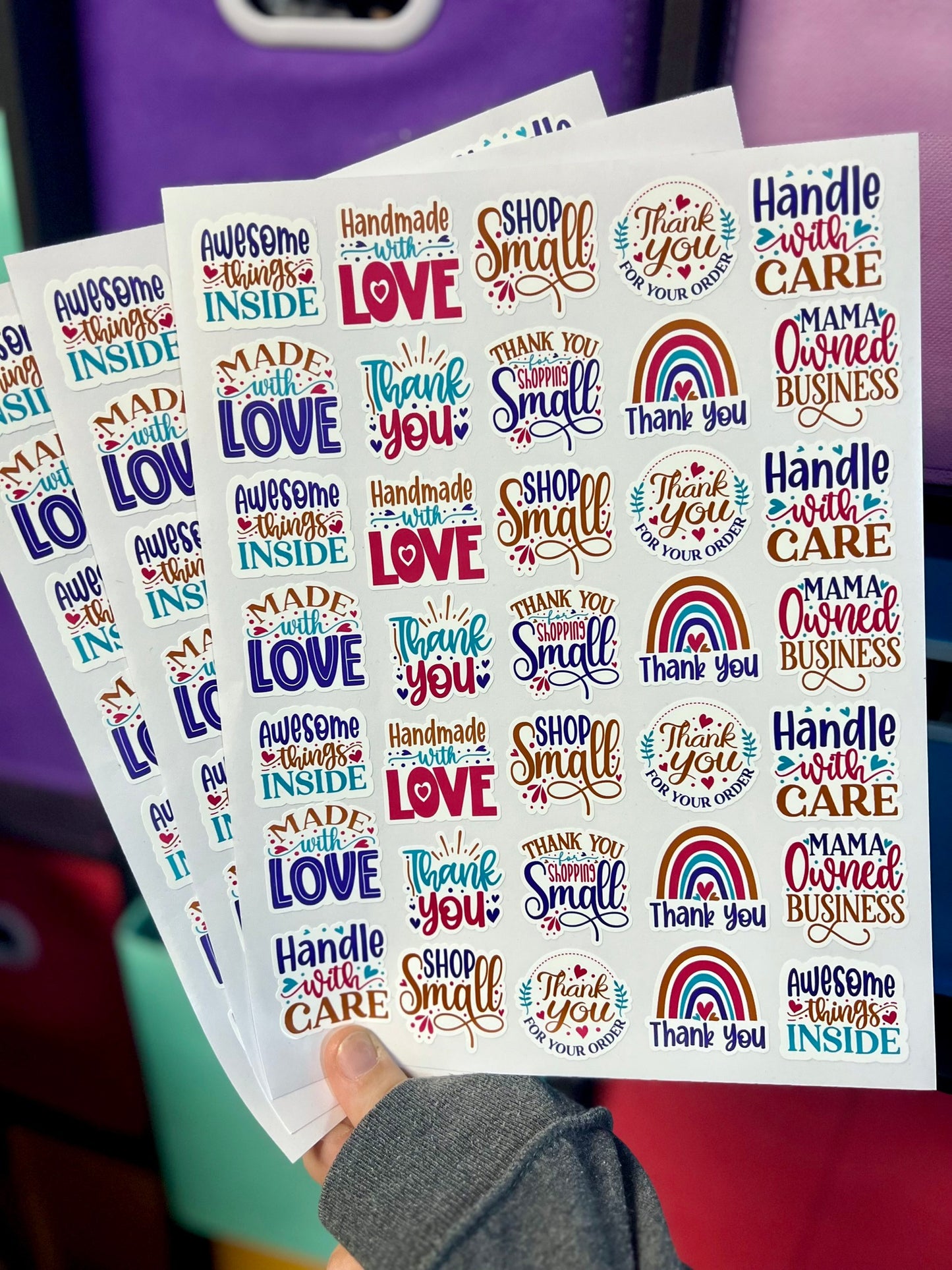 Colorful Thank You Small Business Packaging Vinyl Stickers | Mix of all Designs