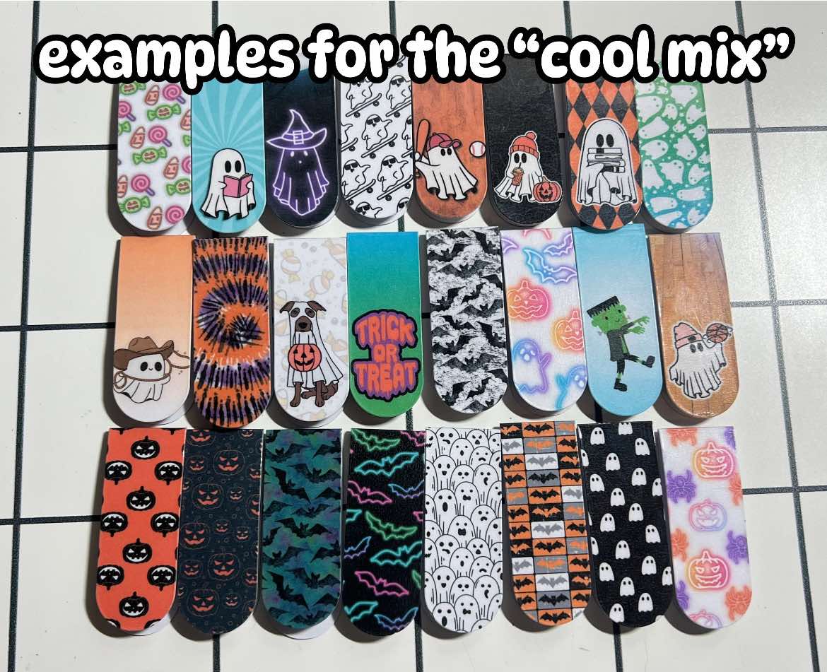 Trick Or Treat Mix (Set of 24) | Mini Magnetic Bookmarks | Small Business Packaging Fillers