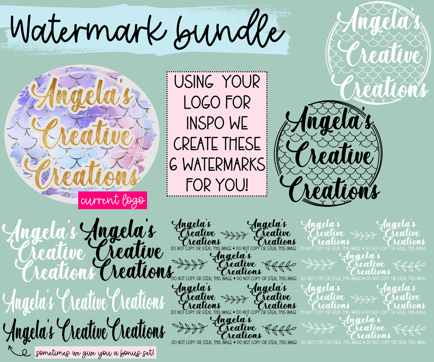 Watermark Logo Bundle | Custom Small Business Digital Branding