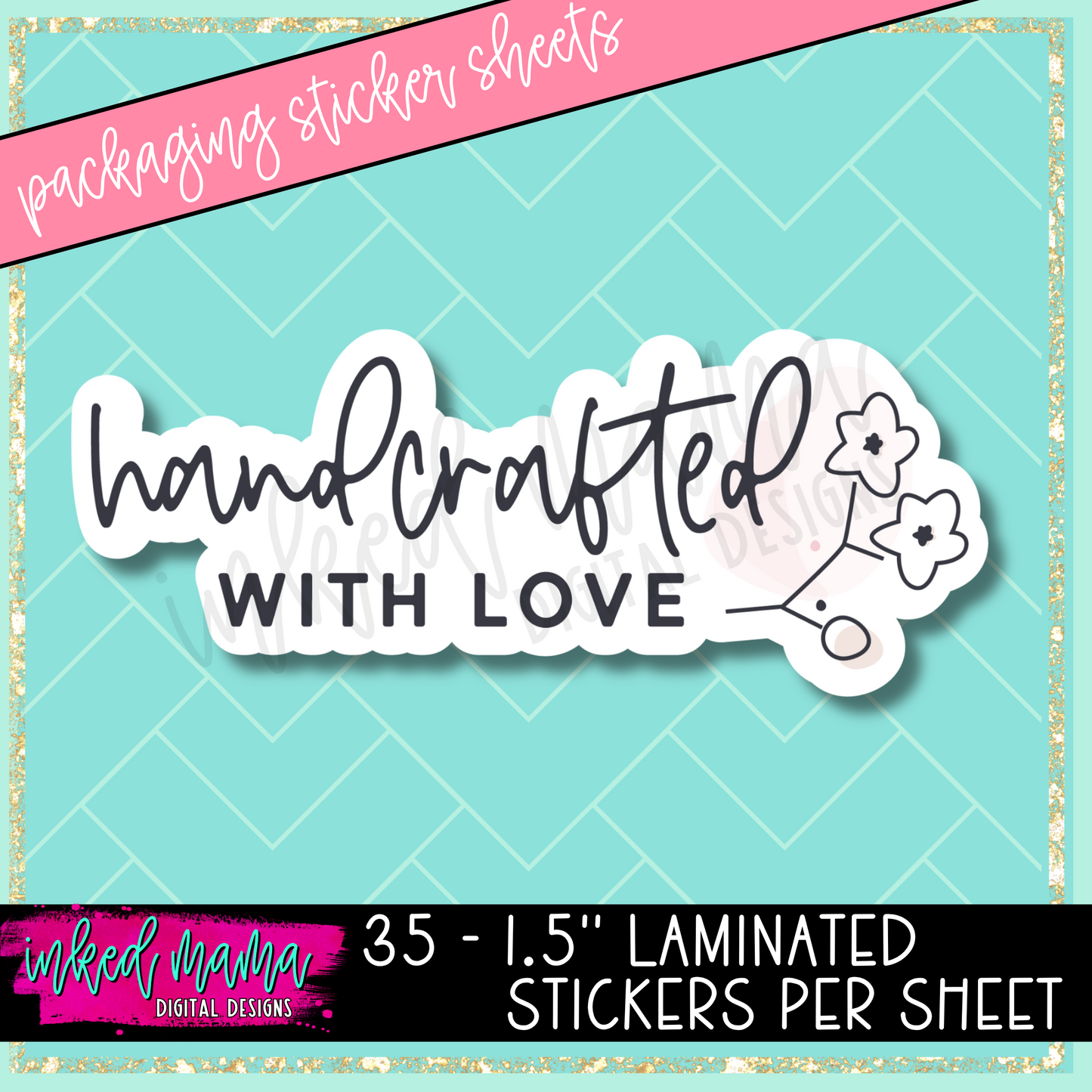Black + White Florals | Small Business Packaging Vinyl Stickers