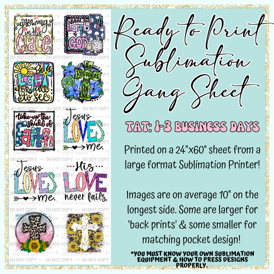 Cute & Colorful Faith Collection | Ready to Print Sublimation Gang Sheet