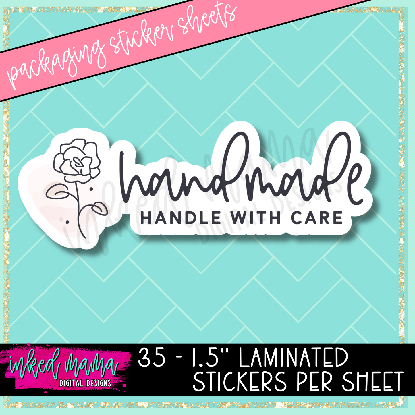 Black + White Florals | Small Business Packaging Vinyl Stickers