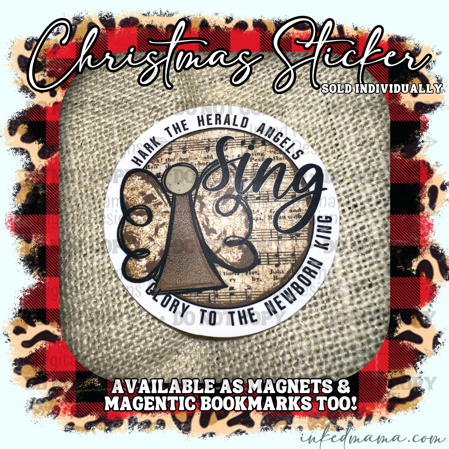 Hark the Herald Angels Sing | Vinyl Sticker | Magnet | Magnetic Bookmark