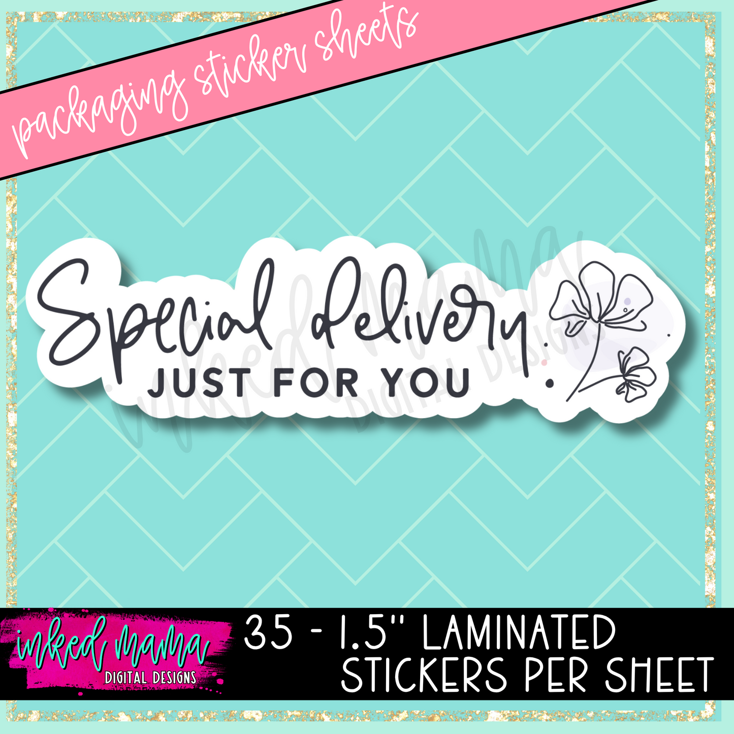 Black + White Florals | Small Business Packaging Vinyl Stickers
