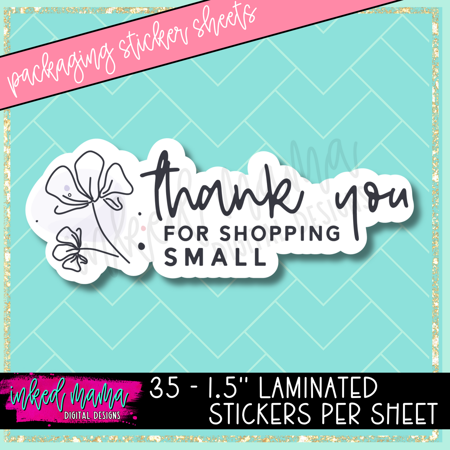 Black + White Florals | Small Business Packaging Vinyl Stickers