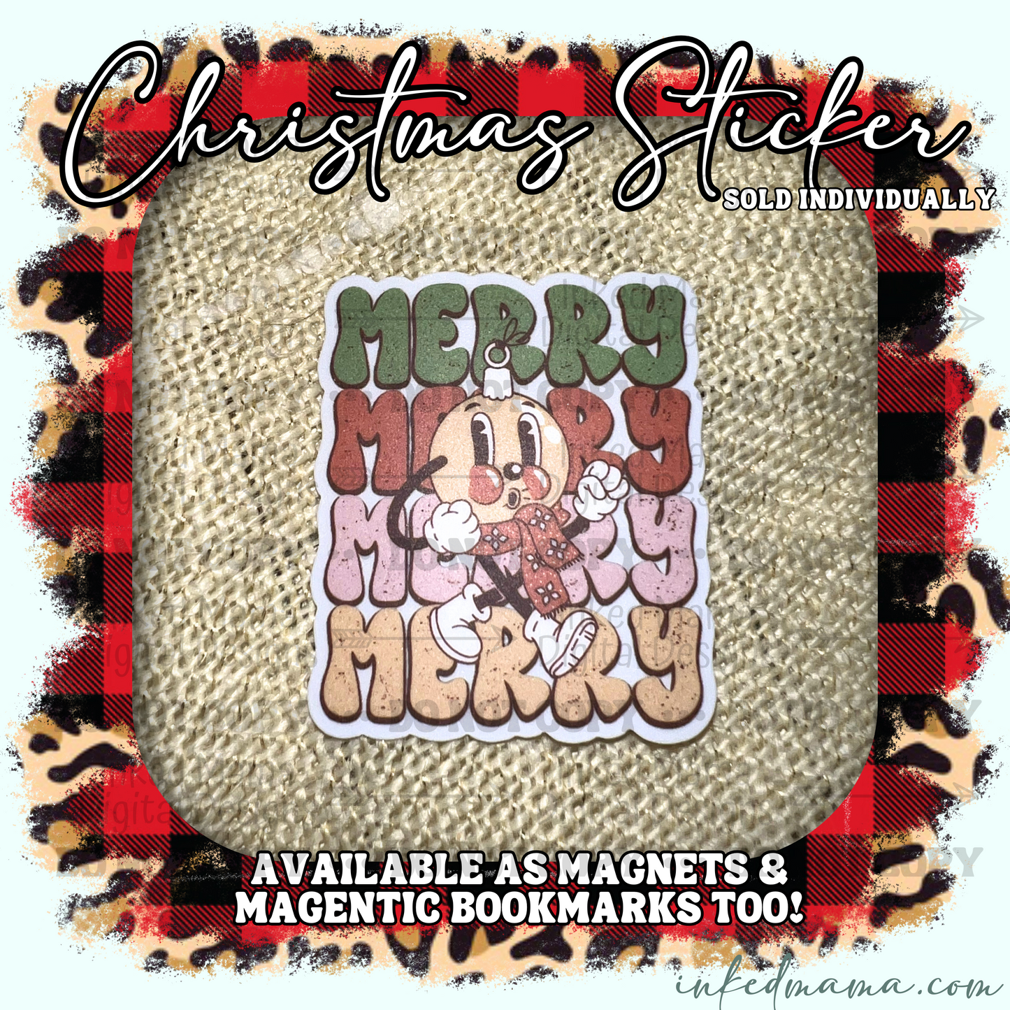 Merry Merry Merry Merry | Vinyl Sticker | Magnet | Magnetic Bookmark
