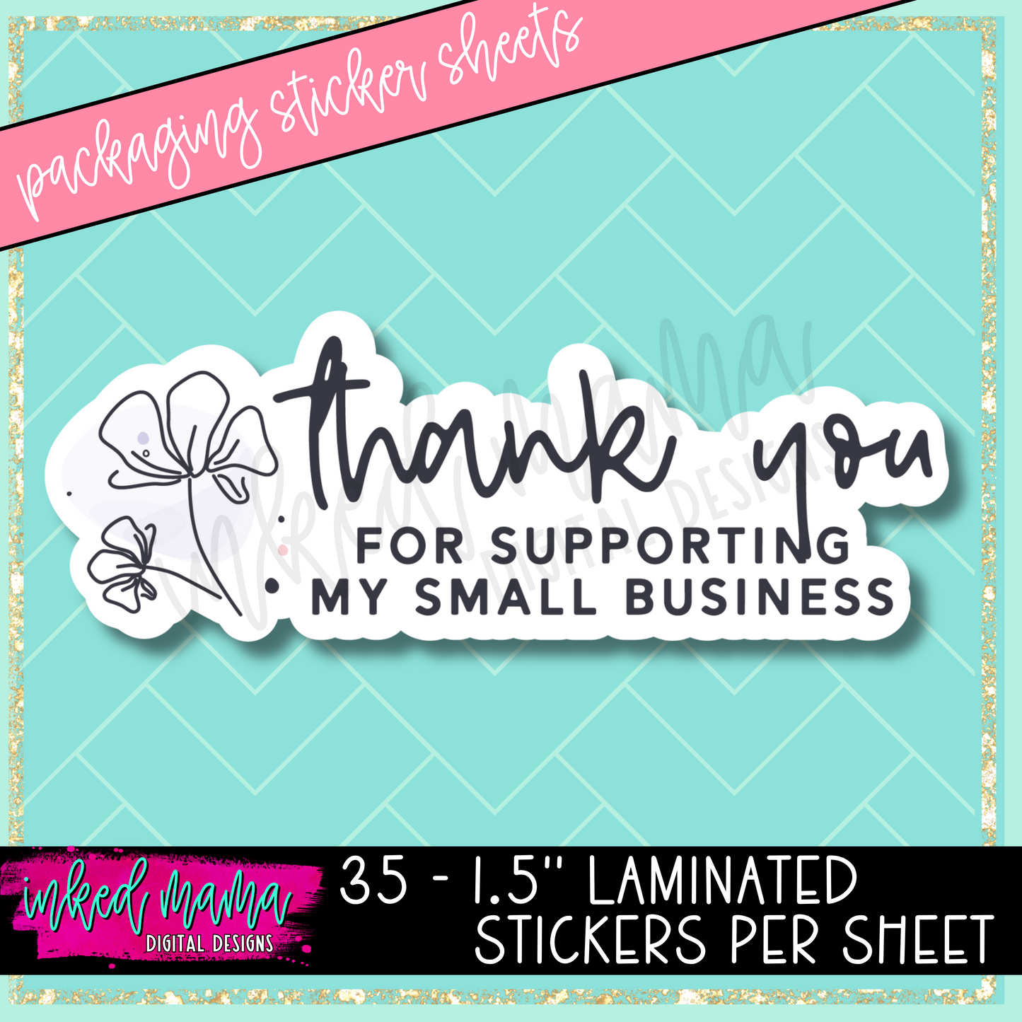 Black + White Florals | Small Business Packaging Vinyl Stickers