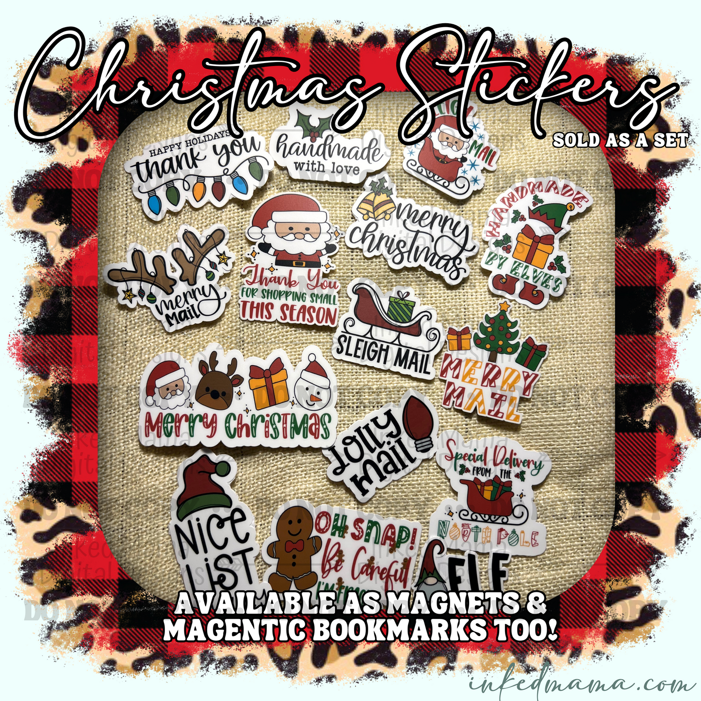 Christmas Cute Santa Thank You Packaging & Fillers Stickers | Set of 25