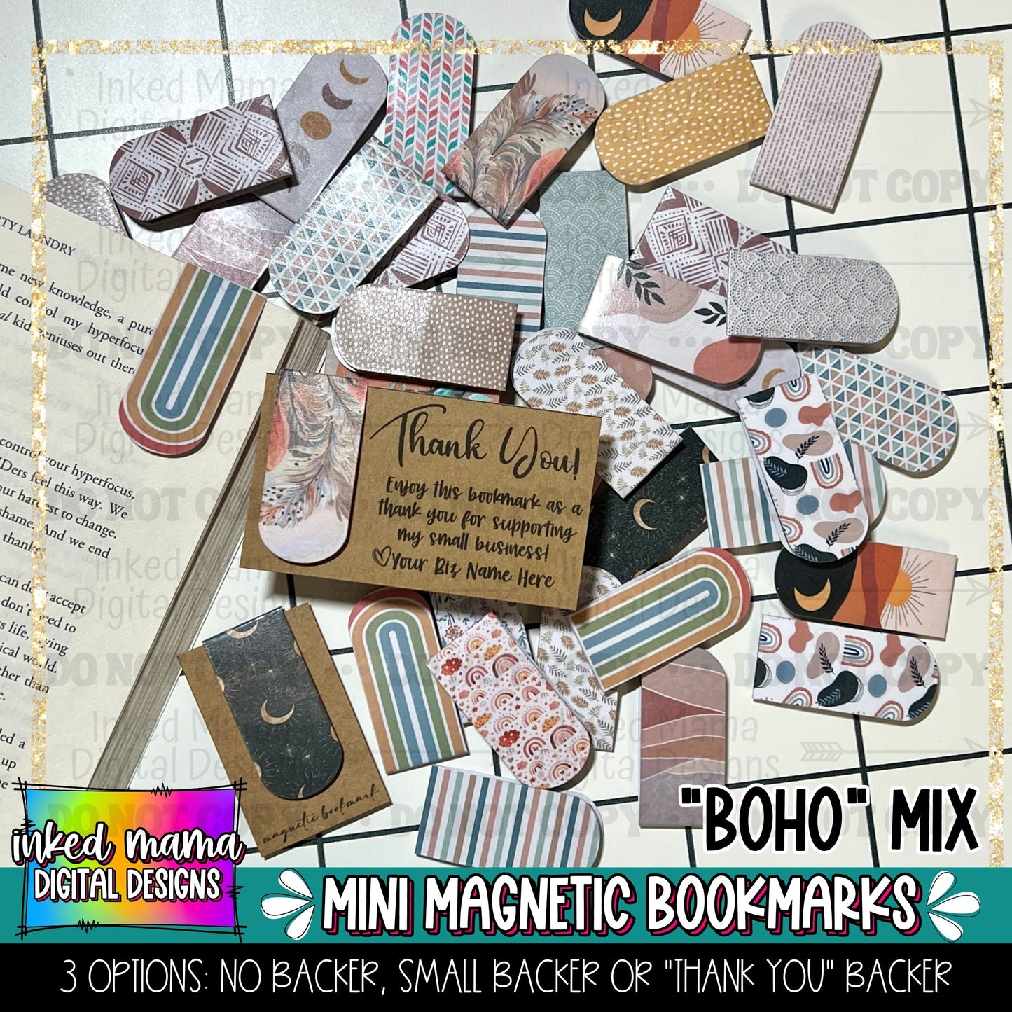 Boho Mix | Mini Magnetic Bookmarks | Small Business Packaging Fillers