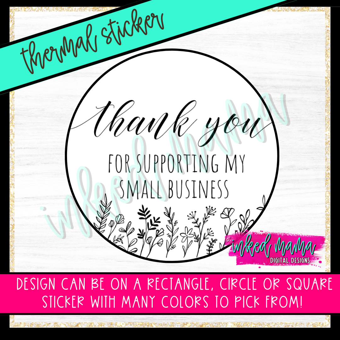 Thank You - Flower Doodles | Small Business Thermal Packaging Stickers