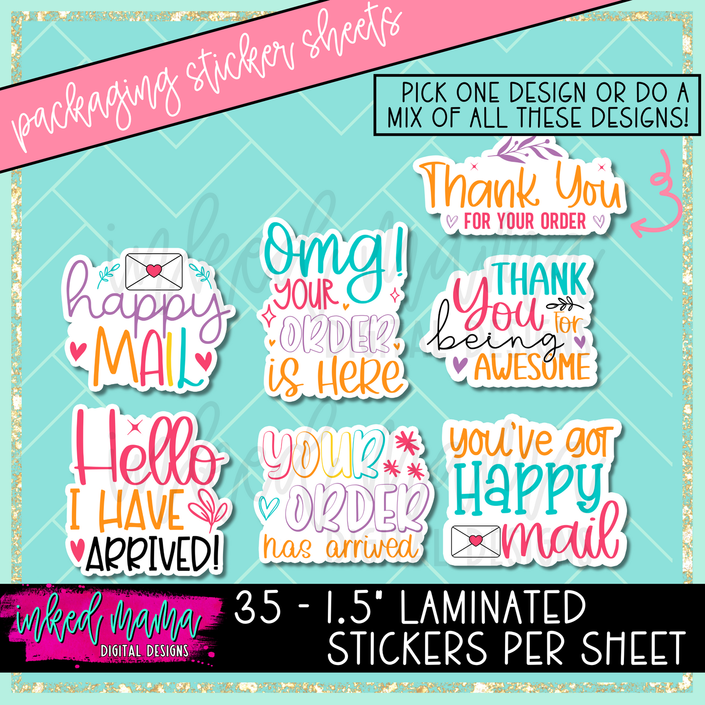 Bright Fun Mix #1 | Small Business Packaging Vinyl Stickers