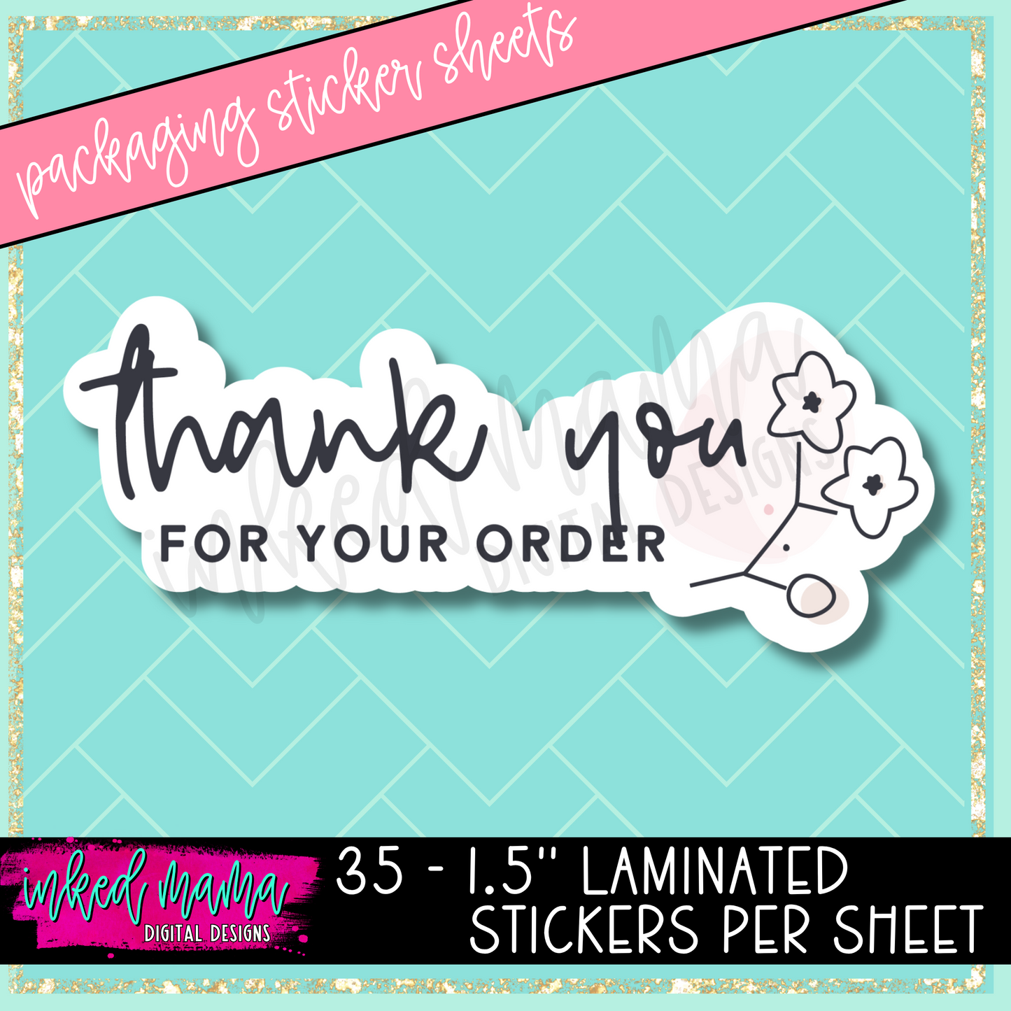 Black + White Florals | Small Business Packaging Vinyl Stickers