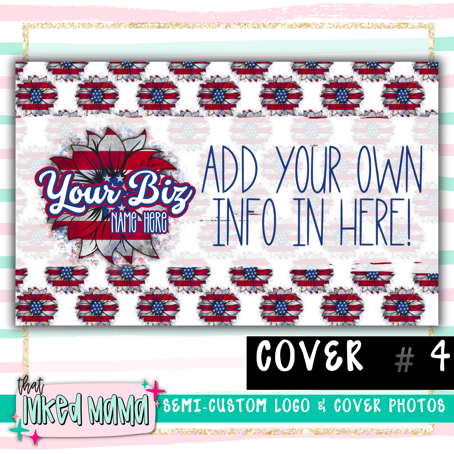 USA Sunflower Semi-Custom Logo + Photo Banner Covers