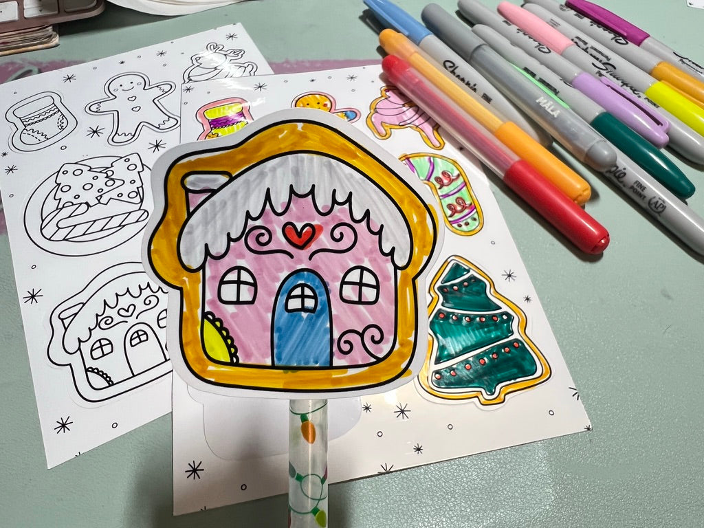 Color Your Own Christmas Sticker Sheets