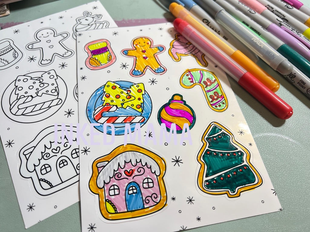 Color Your Own Christmas Sticker Sheets