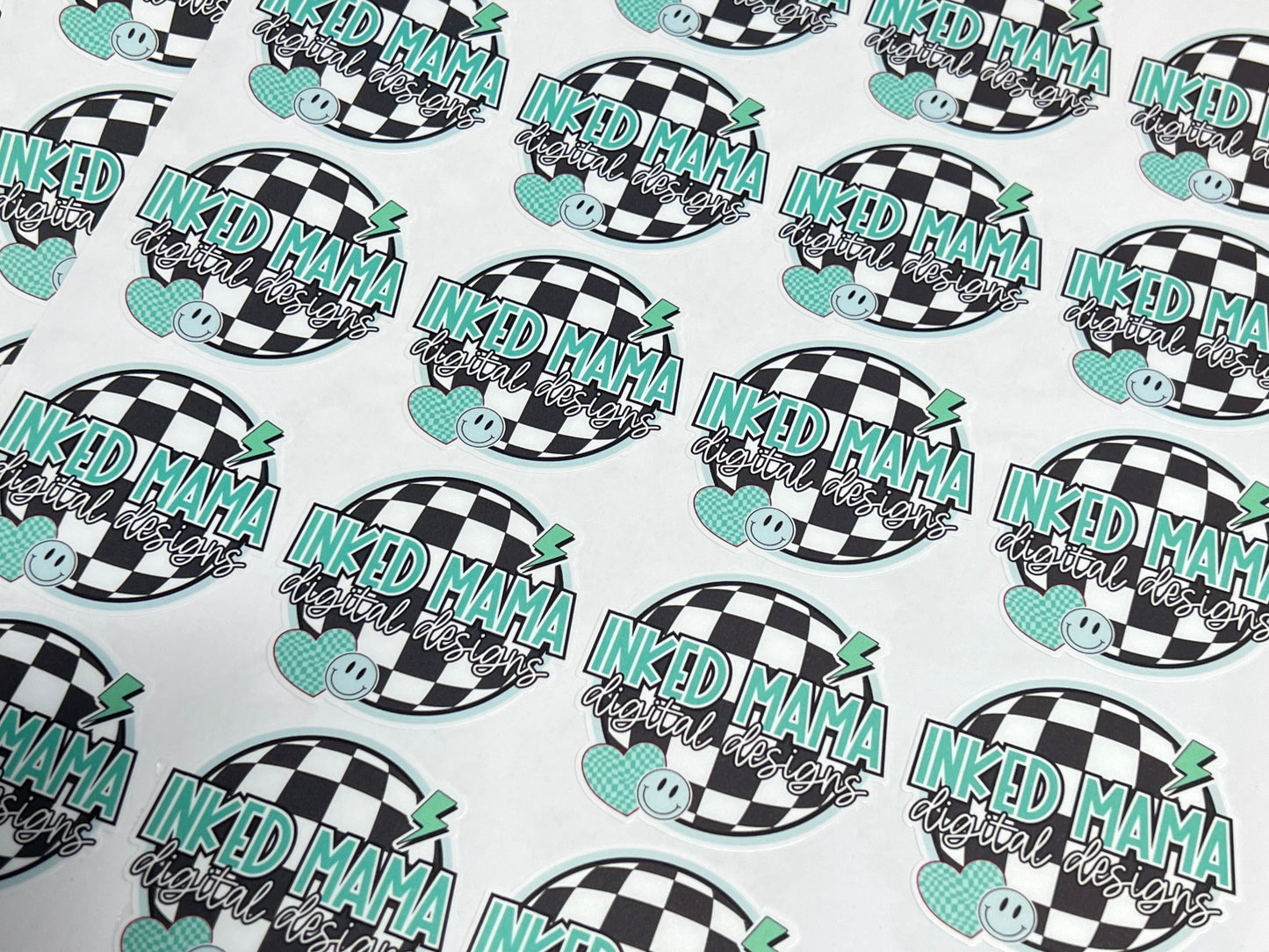 Checkered Board Logo Small Business Bundle | Full Color Printed Vinyl Stickers | Thank You Cards