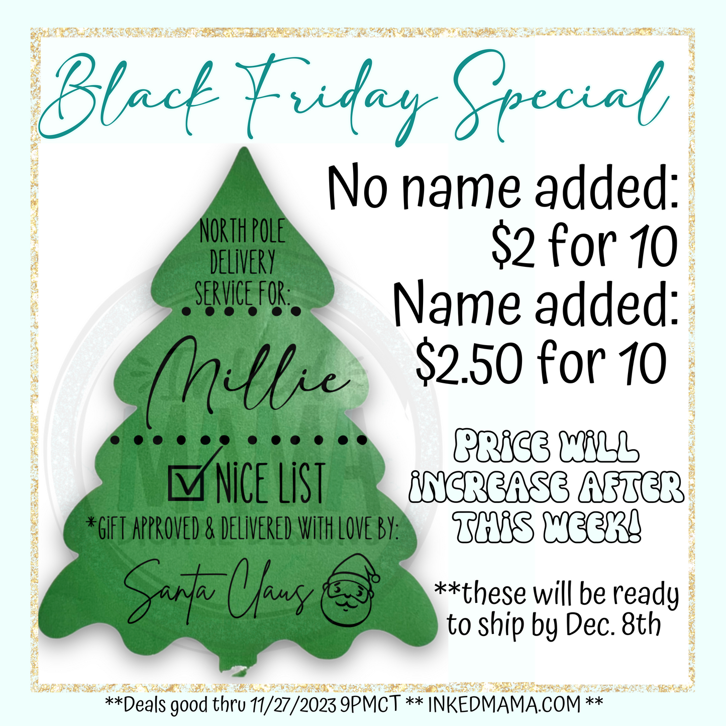 North Pole Delivery Service for: | Personalized Santa Claus Stickers | Set of 10