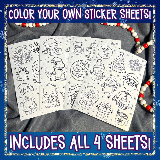 Color Your Own Christmas Sticker Sheets