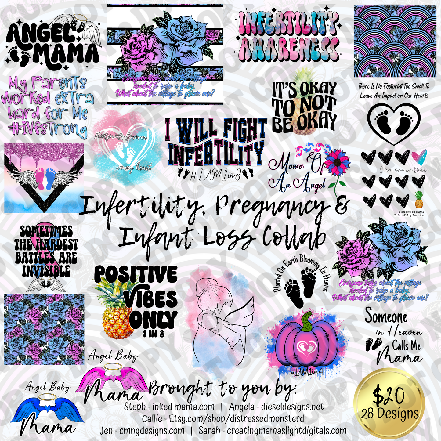 Infertility, Pregnancy & Infant Loss Collab - Instant download - 28 Digitial Designs