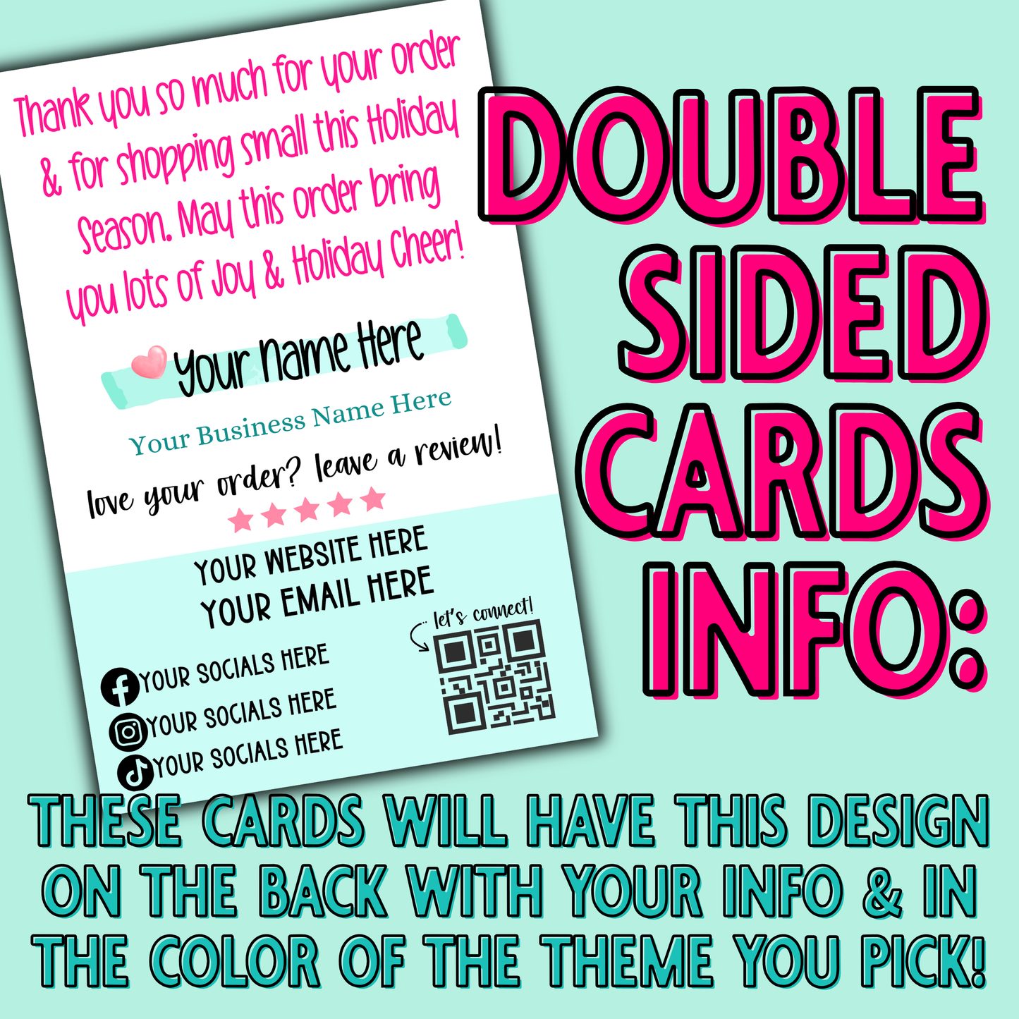 Holiday Guest Check Thank You Cards + Stickers